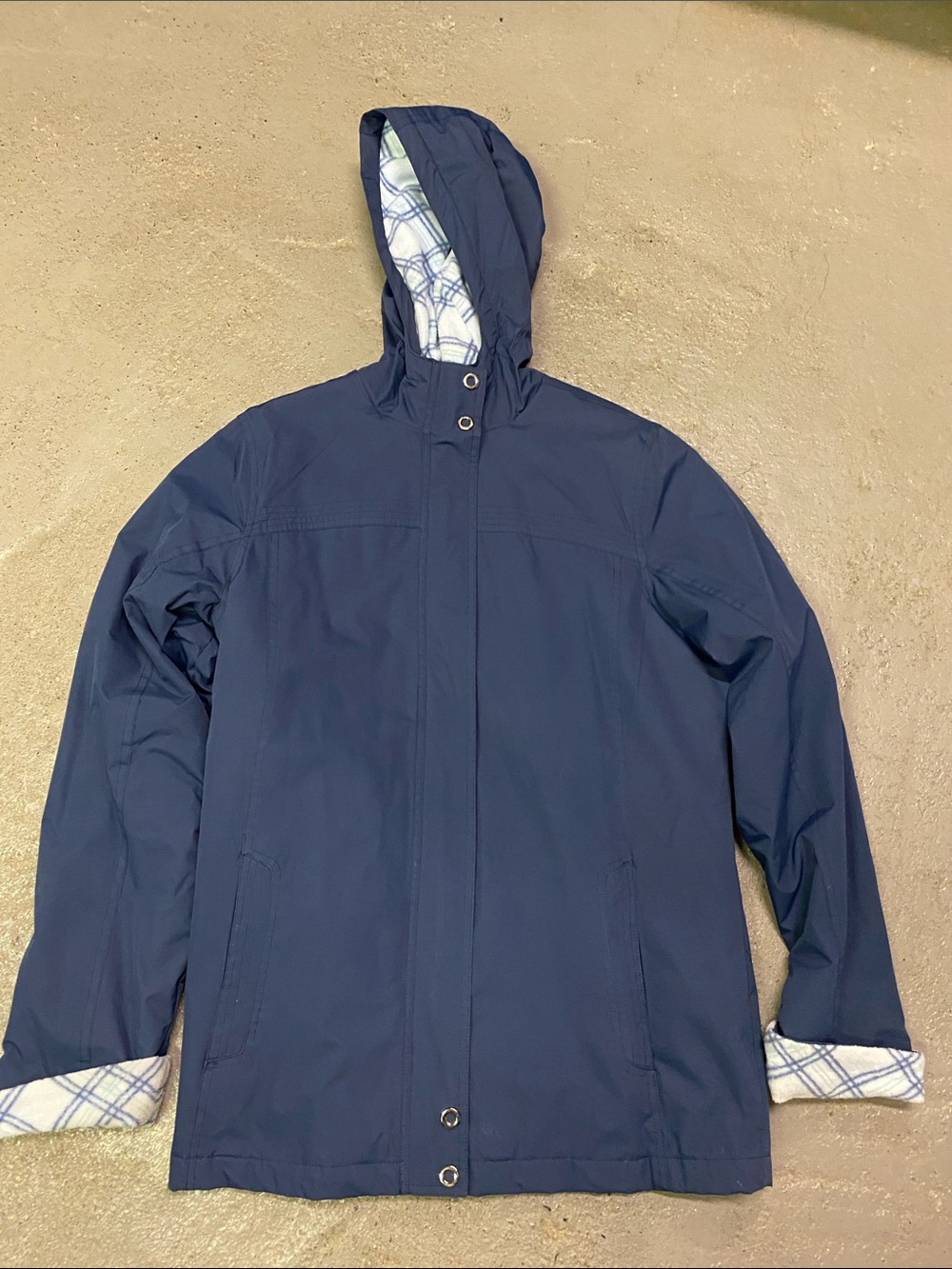 Women's Navy Hooded Raincoat - Lightweight Water-Resistant